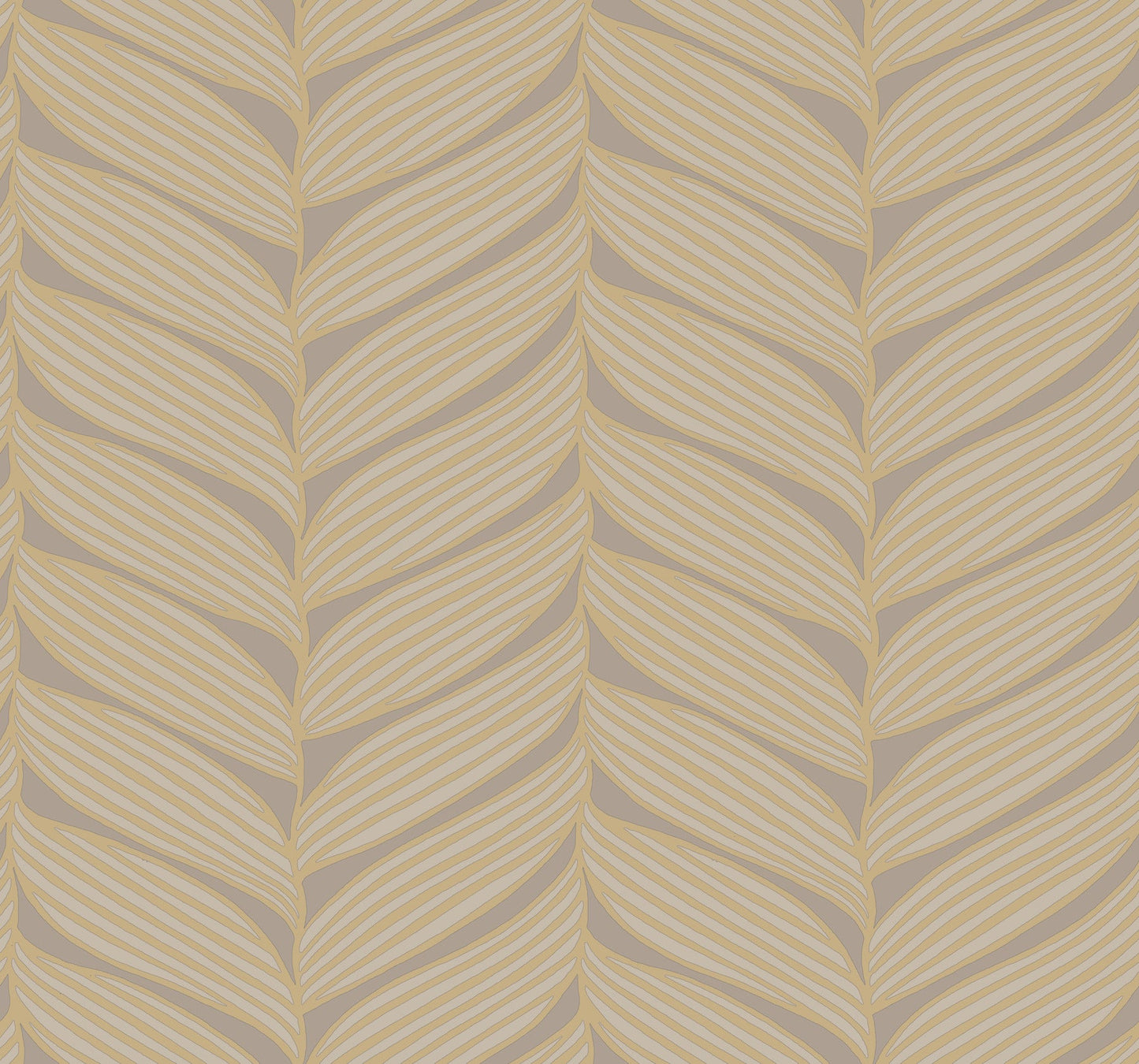 York Wallcoverings Antonina Vella Luminous Leaves Grey and Gold Wallpaper  Tropical Browns   - MD7164