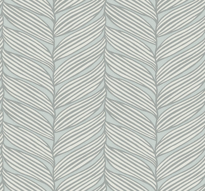 York Wallcoverings Antonina Vella Luminous Leaves Spa and Silver Wallpaper  Tropical Blues   - MD7165