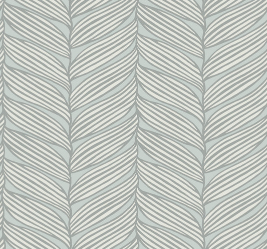 York Wallcoverings Antonina Vella Luminous Leaves Spa and Silver Wallpaper  Tropical Blues   - MD7165