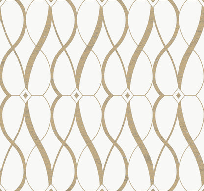 York Wallcoverings Antonina Vella Graceful Geo Cream and Gold Wallpaper  Geometrics Whites and Off-Whites   - MD7171