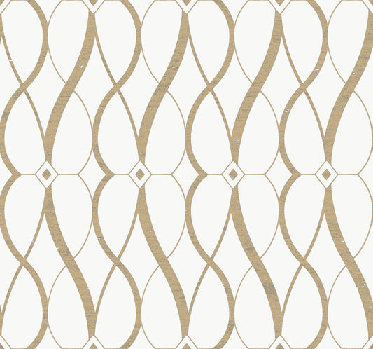 York Wallcoverings Antonina Vella Graceful Geo Cream and Gold Wallpaper  Geometrics Whites and Off-Whites   - MD7171