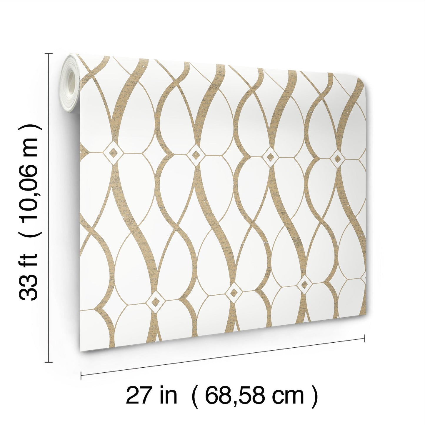 York Wallcoverings Antonina Vella Graceful Geo Cream and Gold Wallpaper  Geometrics Whites and Off-Whites   - MD7171