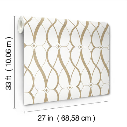 York Wallcoverings Antonina Vella Graceful Geo Cream and Gold Wallpaper  Geometrics Whites and Off-Whites   - MD7171