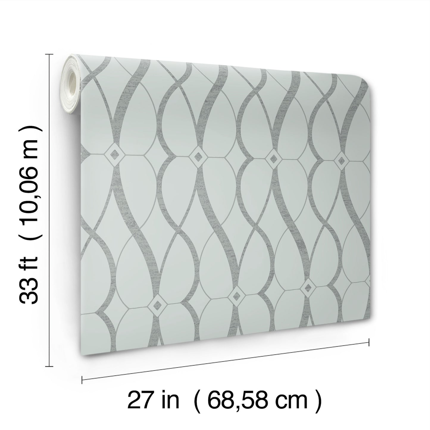 York Wallcoverings Antonina Vella Modern Metals Second Edition Graceful Geo Spa and Silver Wallpaper  Geometrics Blues   - MD7172