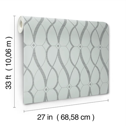 York Wallcoverings Antonina Vella Modern Metals Second Edition Graceful Geo Spa and Silver Wallpaper  Geometrics Blues   - MD7172