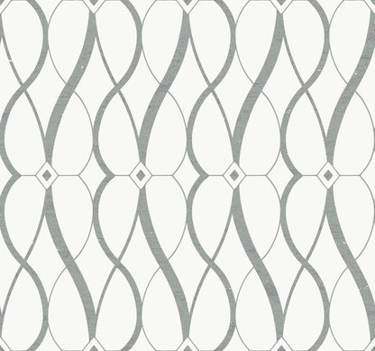 York Wallcoverings Antonina Vella Graceful Geo White and Silver Wallpaper  Geometrics Whites and Off-Whites   - MD7173