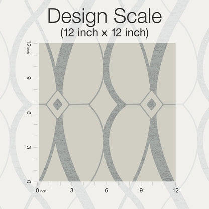 York Wallcoverings Antonina Vella Modern Metals Second Edition Graceful Geo Beige and Silver Wallpaper  Geometrics Beiges   - MD7175