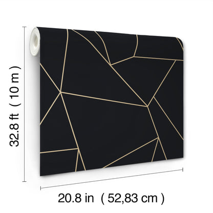 York Wallcoverings Antonina Vella Nazca Black and Gold Wallpaper  Geometrics Blacks   - MD7181