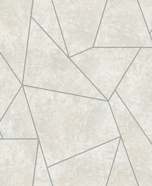 York Wallcoverings Antonina Vella Nazca Neutral and Silver Wallpaper  Geometrics Greys   - MD7183