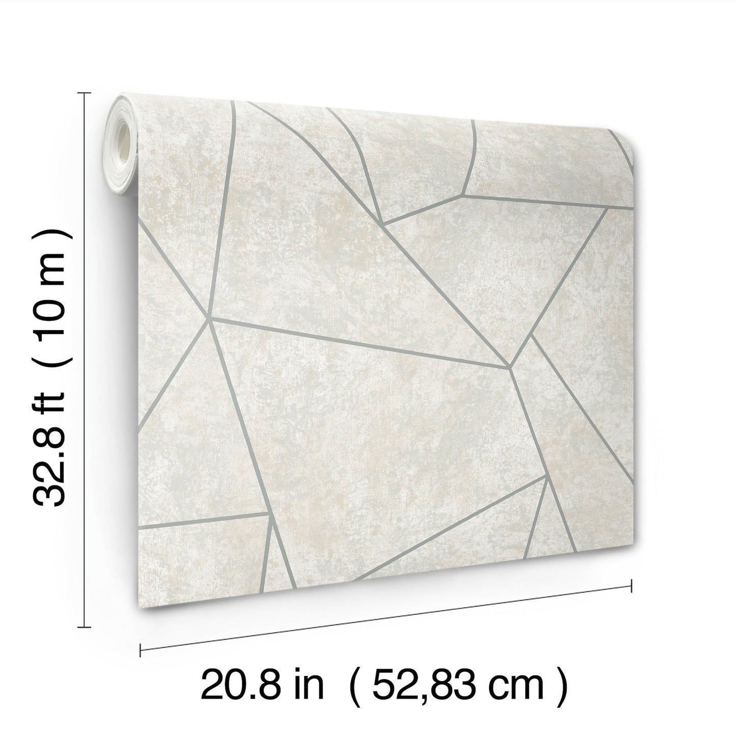 York Wallcoverings Antonina Vella Nazca Neutral and Silver Wallpaper  Geometrics Greys   - MD7183