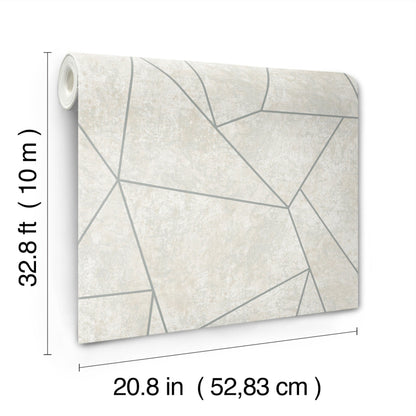 York Wallcoverings Antonina Vella Nazca Neutral and Silver Wallpaper  Geometrics Greys   - MD7183