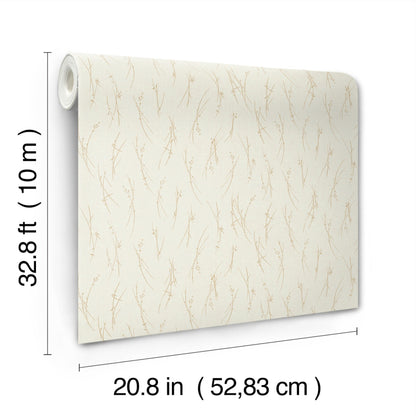 York Wallcoverings Antonina Vella Sprigs Cream and Gold Wallpaper  Botanical Whites and Off-Whites   - MD7192
