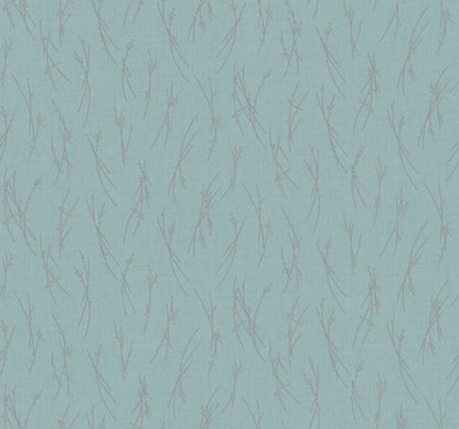 York Wallcoverings Antonina Vella Sprigs Smokey Blue and Silver Wallpaper  Botanical Blues   - MD7193