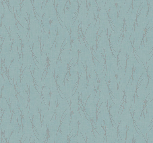 York Wallcoverings Antonina Vella Sprigs Smokey Blue and Silver Wallpaper  Botanical Blues   - MD7193
