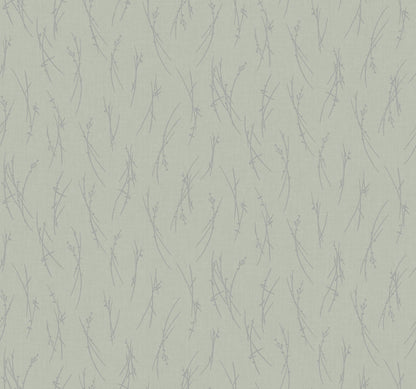 Beige background with pale gray wispy twig botanical pattern; subtle decorative texture.