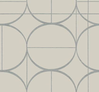 York Wallcoverings Antonina Vella Modern Metals Second Edition Sun Circles  Taupe and Silver Wallpaper  Geometrics Browns   - MD7201