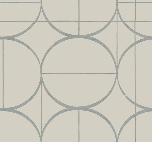 York Wallcoverings Antonina Vella Modern Metals Second Edition Sun Circles  Taupe and Silver Wallpaper  Geometrics Browns   - MD7201