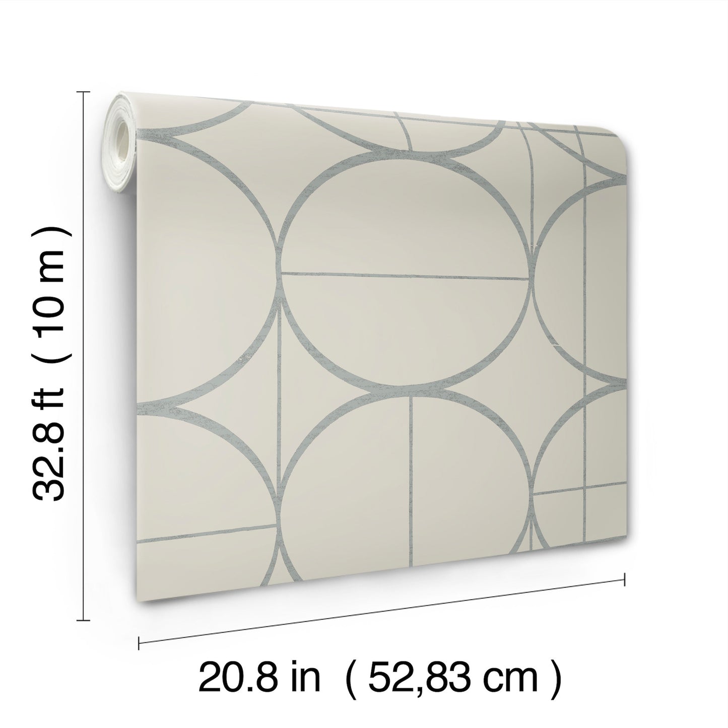 York Wallcoverings Antonina Vella Modern Metals Second Edition Sun Circles  Taupe and Silver Wallpaper  Geometrics Browns   - MD7201