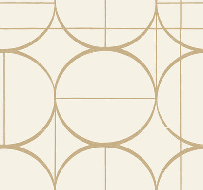 York Wallcoverings Antonina Vella Sun Circles Cream and Gold Wallpaper  Geometrics Whites and Off-Whites   - MD7202