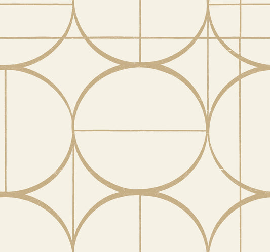 York Wallcoverings Antonina Vella Sun Circles Cream and Gold Wallpaper  Geometrics Whites and Off-Whites   - MD7202