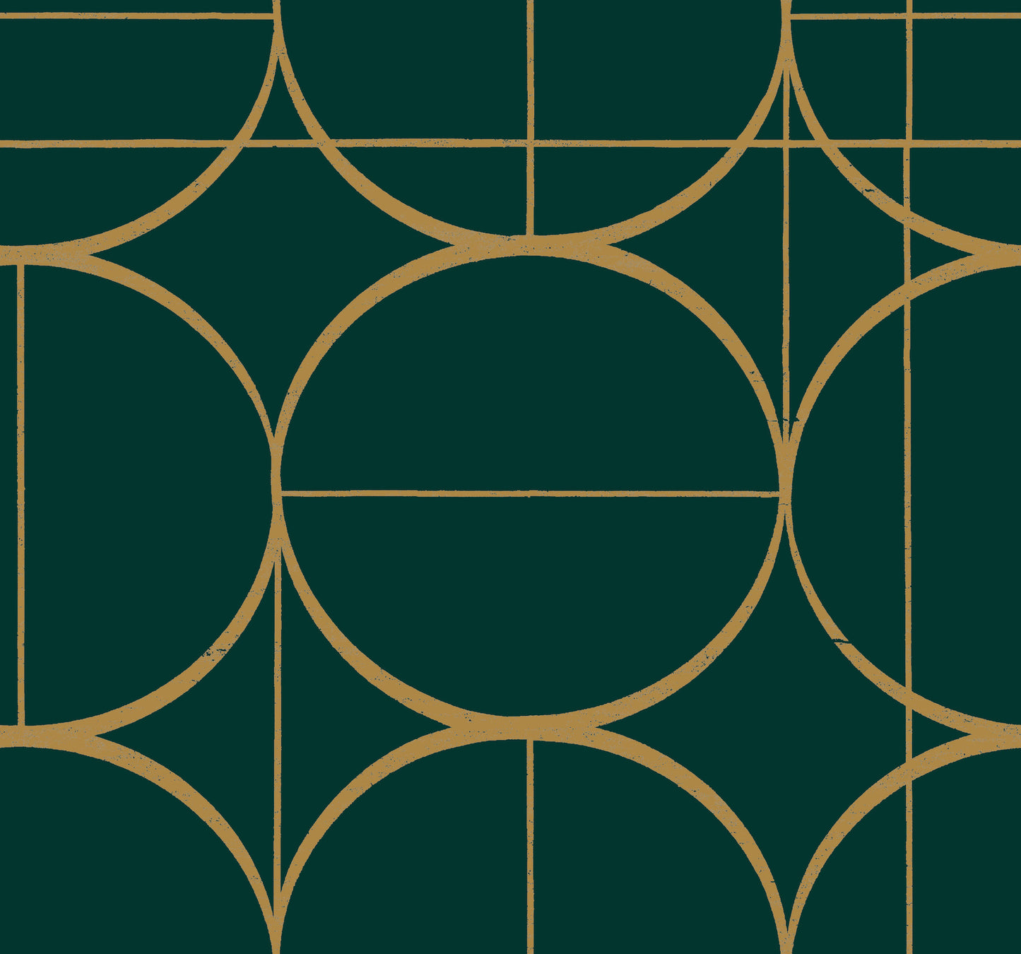 York Wallcoverings Antonina Vella Modern Metals Second Edition Sun Circles Emerald and Gold Wallpaper  Geometrics Greens   - MD7203