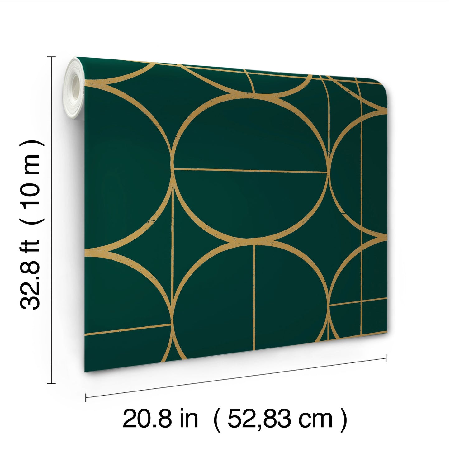 York Wallcoverings Antonina Vella Modern Metals Second Edition Sun Circles Emerald and Gold Wallpaper  Geometrics Greens   - MD7203