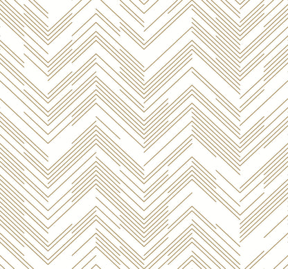 York Wallcoverings Antonina Vella Polished Chevron White and Gold Wallpaper  Chevron and Houndstooth Whites and Off-Whites   - MD7222