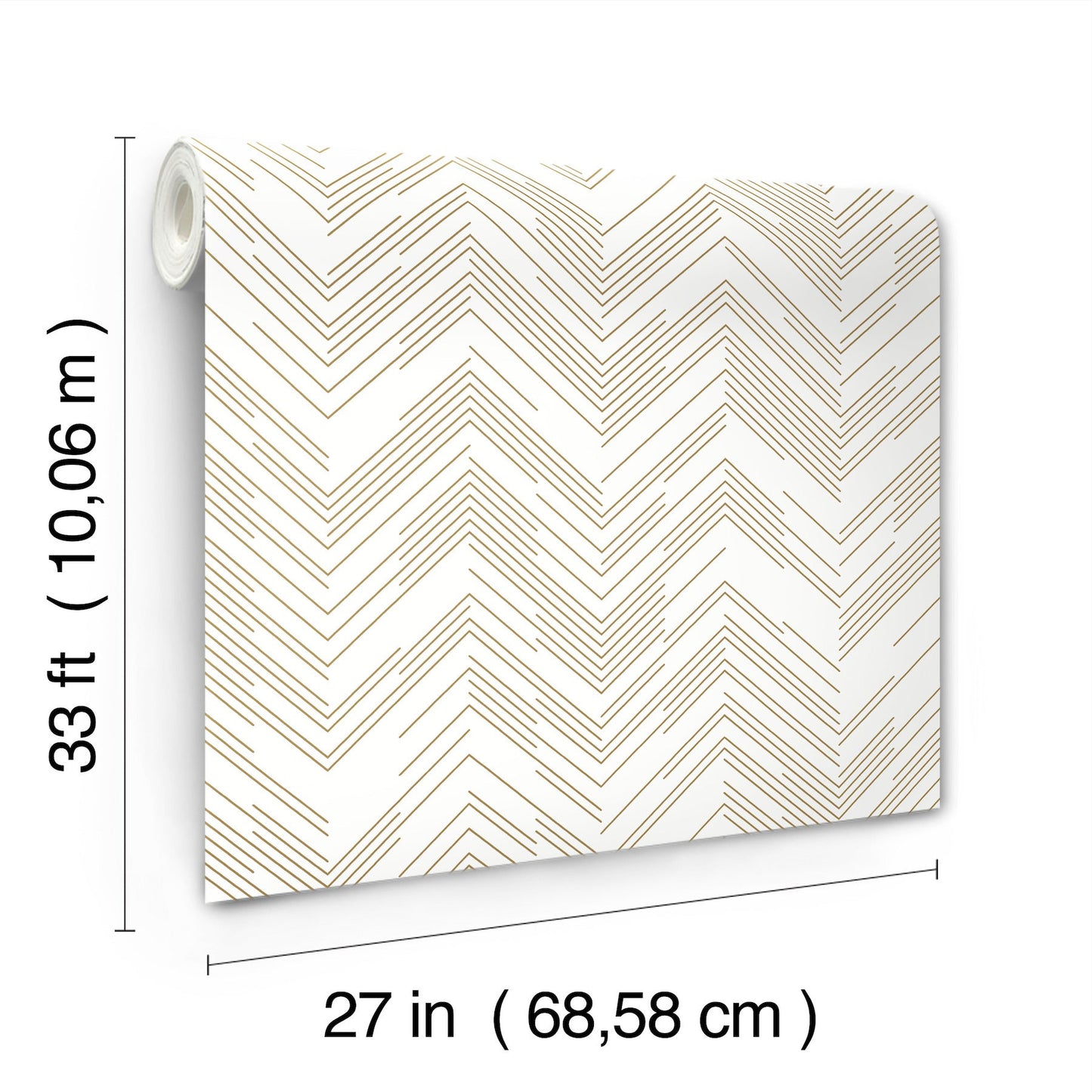 York Wallcoverings Antonina Vella Polished Chevron White and Gold Wallpaper  Chevron and Houndstooth Whites and Off-Whites   - MD7222