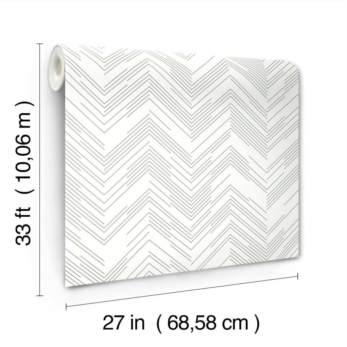 York Wallcoverings Antonina Vella Polished Chevron White and Silver Wallpaper  Chevron and Houndstooth Whites and Off-Whites   - MD7223