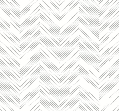 York Wallcoverings Antonina Vella Polished Chevron White and Silver Wallpaper  Chevron and Houndstooth Whites and Off-Whites   - MD7223