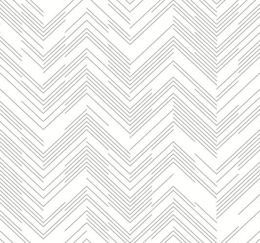 York Wallcoverings Antonina Vella Polished Chevron White and Silver Wallpaper  Chevron and Houndstooth Whites and Off-Whites   - MD7223