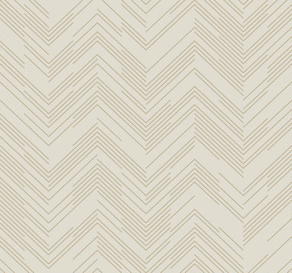 York Wallcoverings Antonina Vella Modern Metals Second Edition Polished Chevron Cream and Gold Wallpaper  Chevron and Houndstooth Whites and Off-Whites   - MD7225