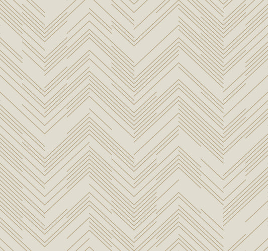 York Wallcoverings Antonina Vella Modern Metals Second Edition Polished Chevron Cream and Gold Wallpaper  Chevron and Houndstooth Whites and Off-Whites   - MD7225