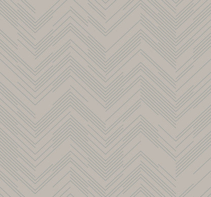 York Wallcoverings Magnolia Home Vol. II Polished Chevron Taupe and Silver Wallpaper  Chevron and Houndstooth Browns   - MD7227