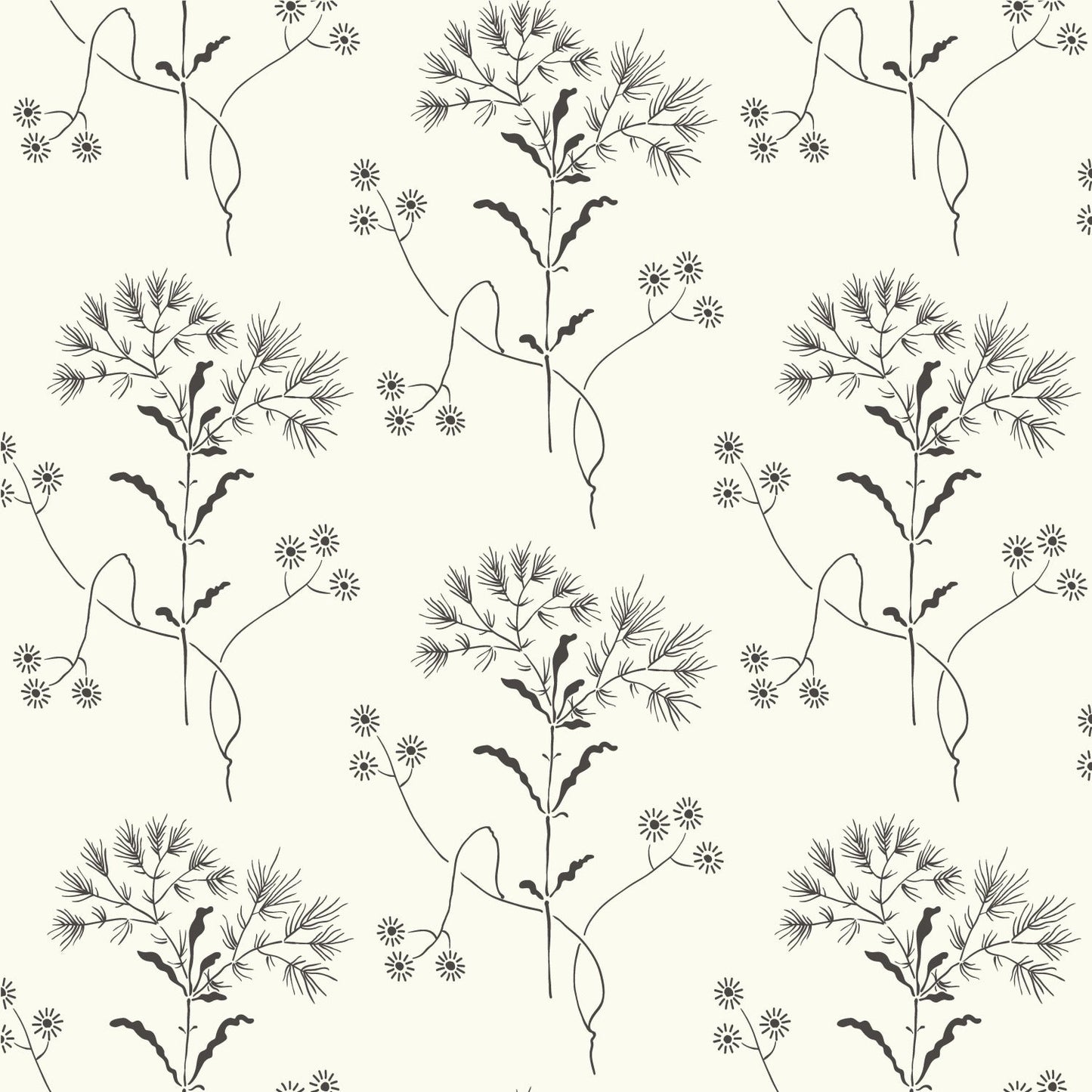York Wallcoverings Magnolia Home Wildflower Black and White Wallpaper   Whites and Off-Whites   - ME1515