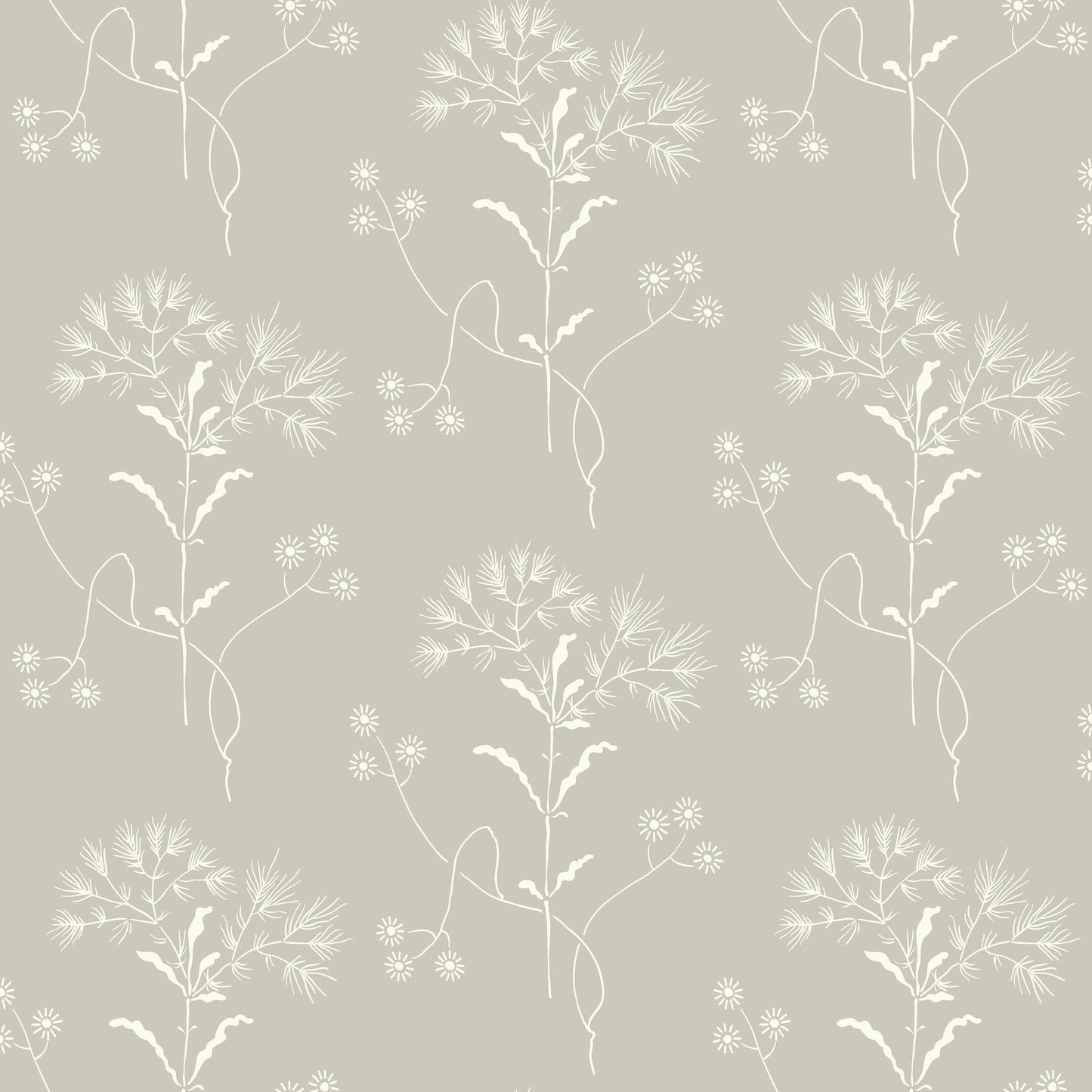 York Wallcoverings Magnolia Home Vol. II Cupola Wildflower Light Grey and White Wallpaper   Whites and Off-Whites   - ME1516