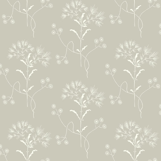 York Wallcoverings Magnolia Home Vol. II Cupola Wildflower Light Grey and White Wallpaper   Whites and Off-Whites   - ME1516
