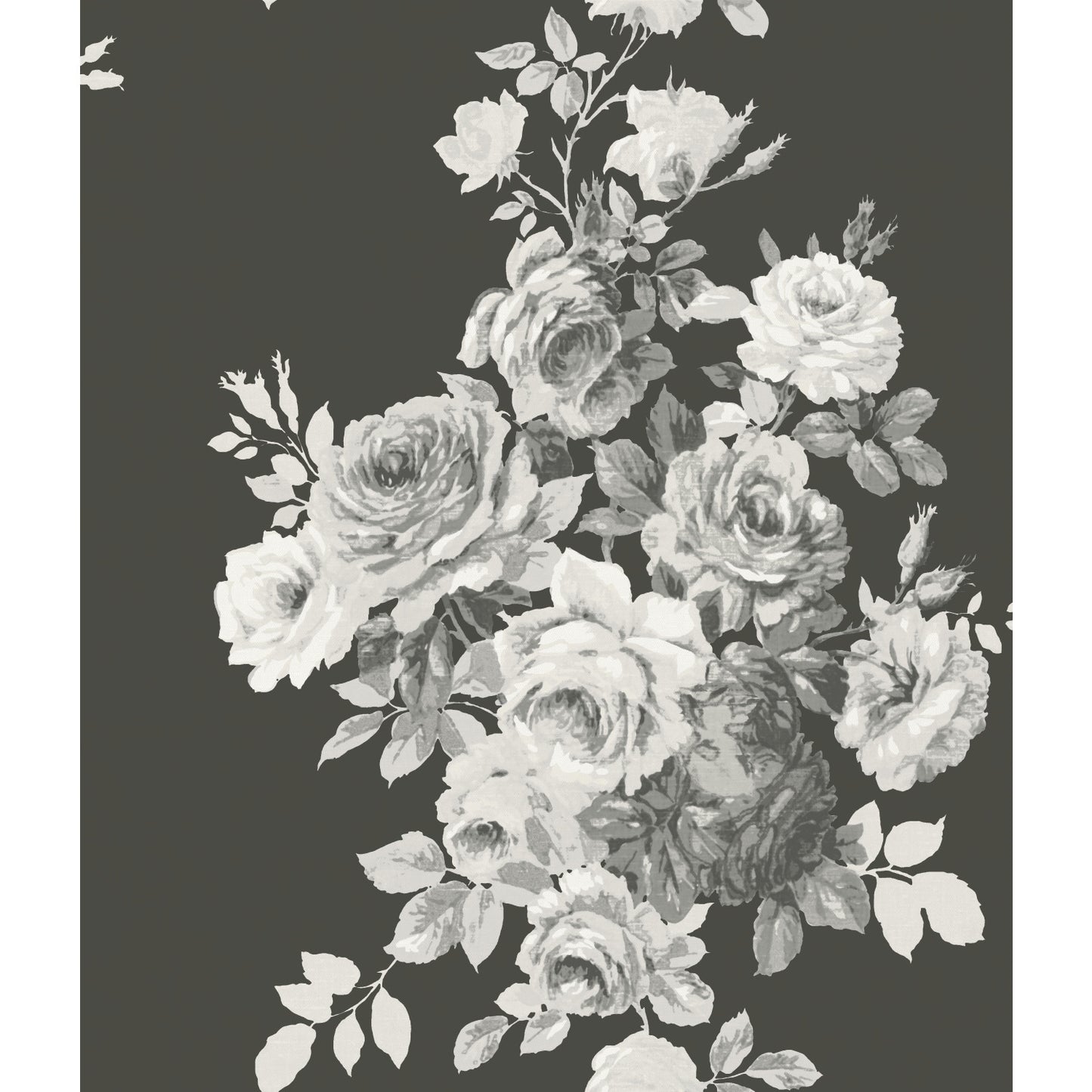 York Wallcoverings York Wallcoverings Magnolia Home Vol. II Tea Rose Black & White Wallpaper   Black & White   - ME1533