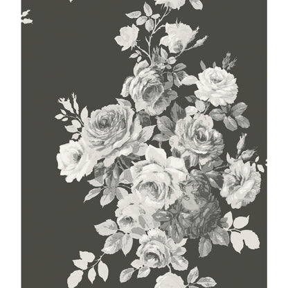 York Wallcoverings York Wallcoverings Magnolia Home Vol. II Tea Rose Black & White Wallpaper   Black & White   - ME1533