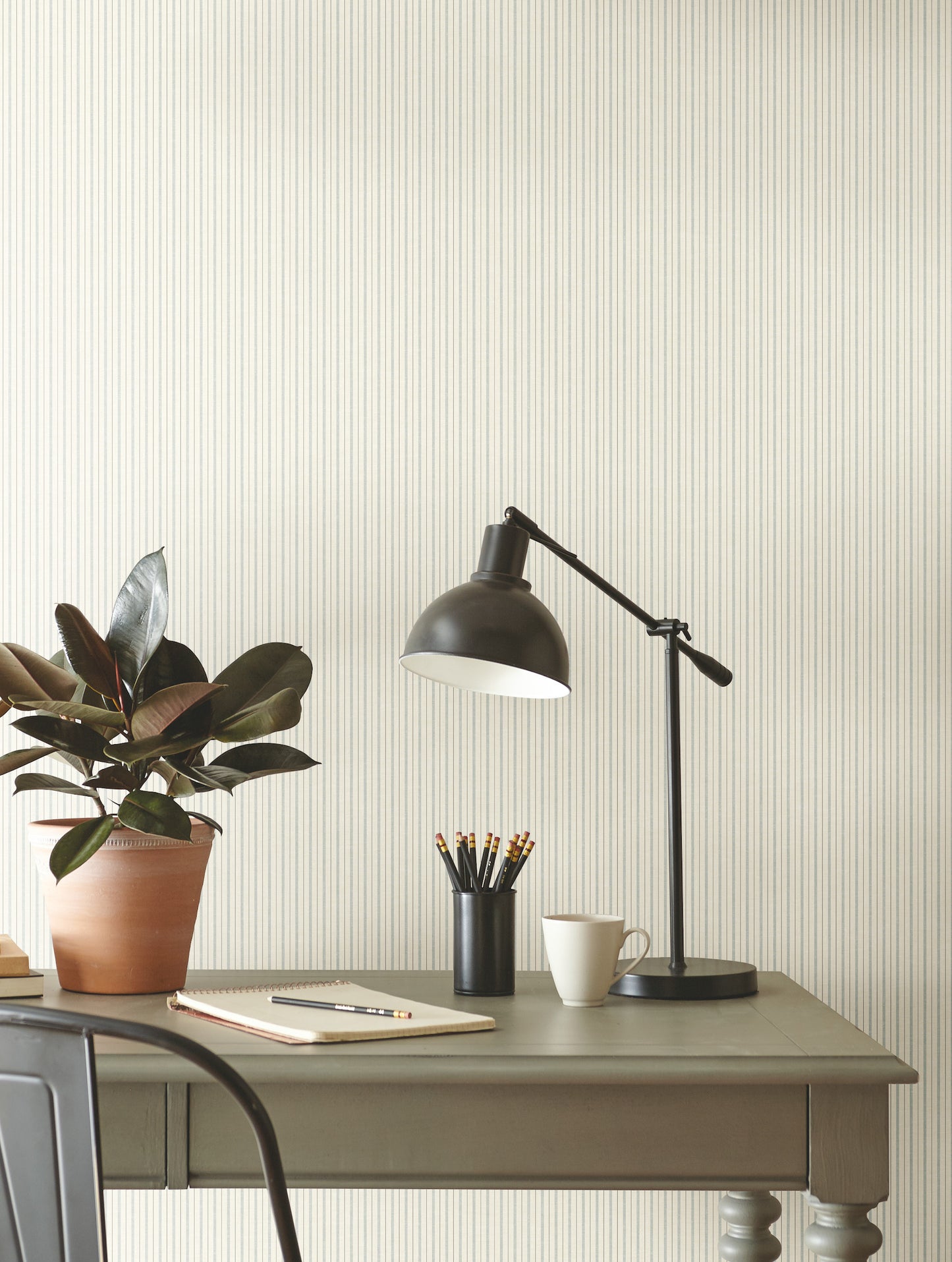 York Wallcoverings Magnolia Home Vol. II French Ticking Light Blue Wallpaper   Blues   - ME1562