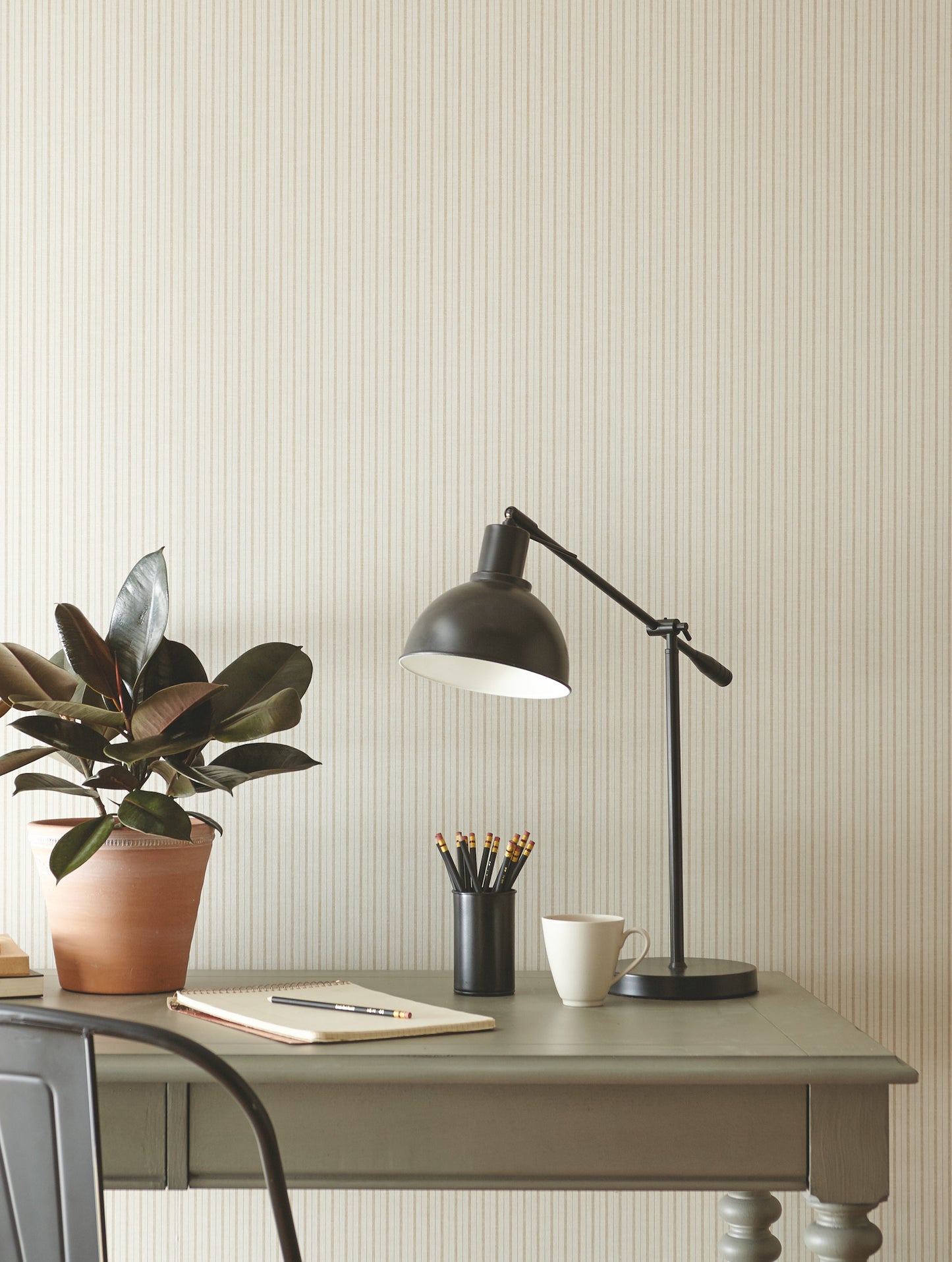 York Wallcoverings Magnolia Home Vol. II French Ticking Cream Wallpaper   Whites and Off-Whites   - ME1563