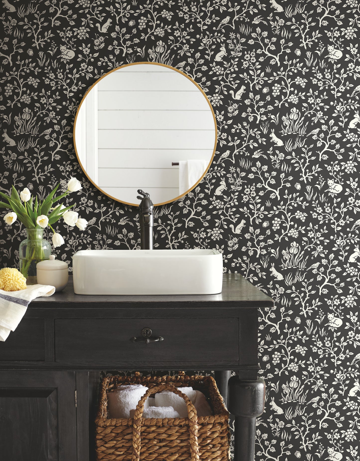 York Wallcoverings York Wallcoverings Magnolia Home Vol. II Fox & Fare Black Wallpaper   Black   - ME1570