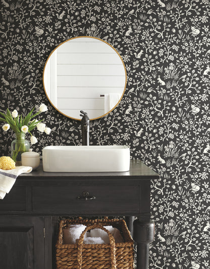 York Wallcoverings York Wallcoverings Magnolia Home Vol. II Fox & Fare Black Wallpaper   Black   - ME1570