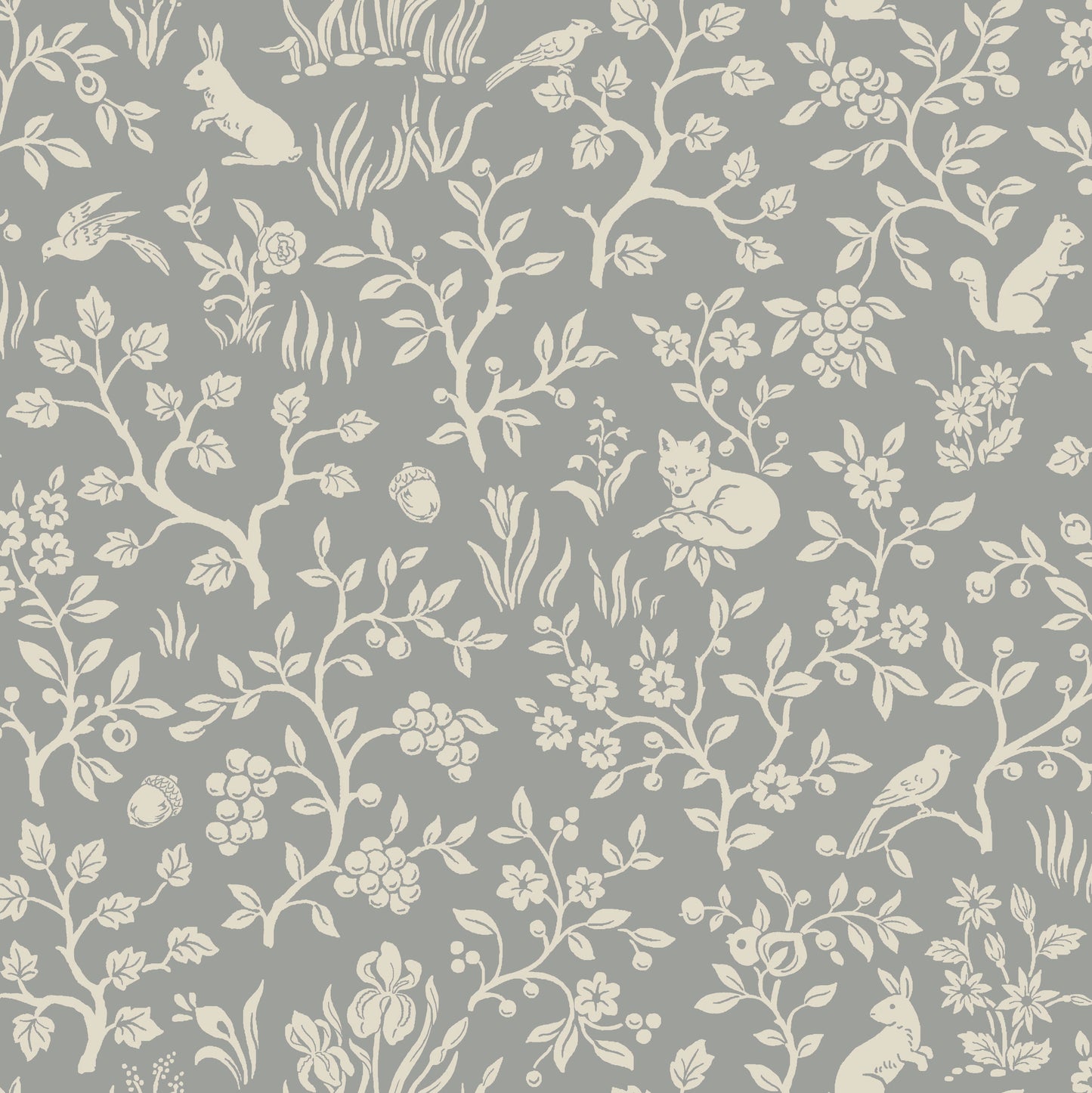 York Wallcoverings Magnolia Home Vol. II Fox and Hare Grey Wallpaper   Greys   - ME1571