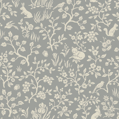 York Wallcoverings Magnolia Home Vol. II Fox and Hare Grey Wallpaper   Greys   - ME1571