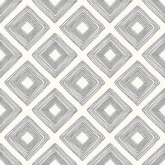 York Wallcoverings Magnolia Home 4 Diamond Sketch Black and White Wallpaper   Whites and Off-Whites   - ME1579