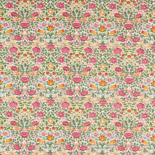 MORRIS & CO Rose Fabric Classic Floral Boughs Green,Rose   - MEWF227023