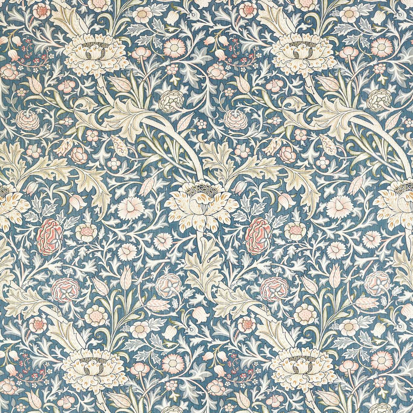 MORRIS & CO Trent Fabric Classic Floral Woad Blue   - MEWF227026