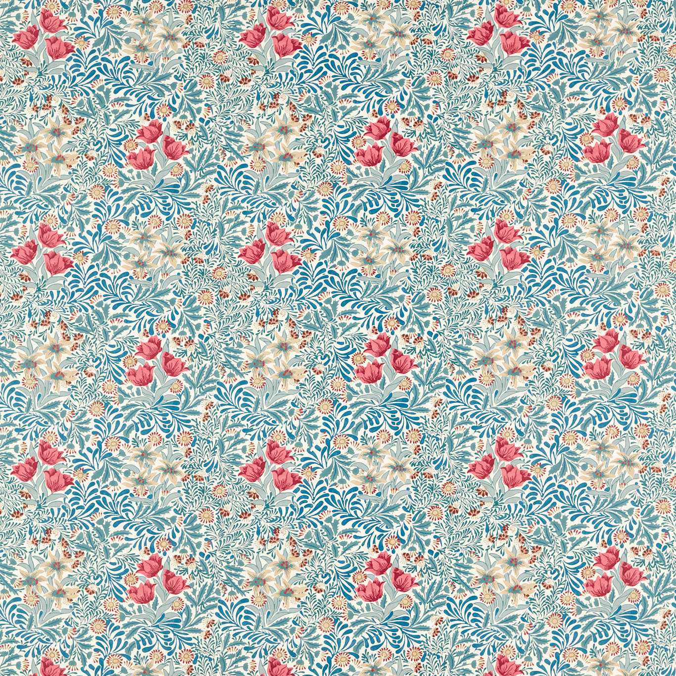 MORRIS & CO Bower Fabric Contemporary, Floral Barbed Berry,Indigo   - MEWF227030