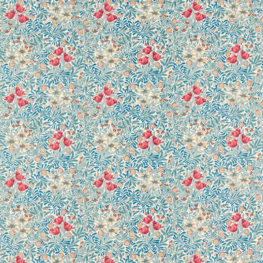 MORRIS & CO Bower Fabric Contemporary, Floral Barbed Berry,Indigo   - MEWF227030